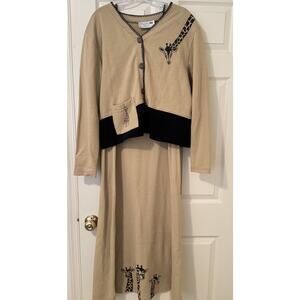 VTG 90’s Safari maxi dress Giraffe teacher resort wear Size M 2 piece knit
